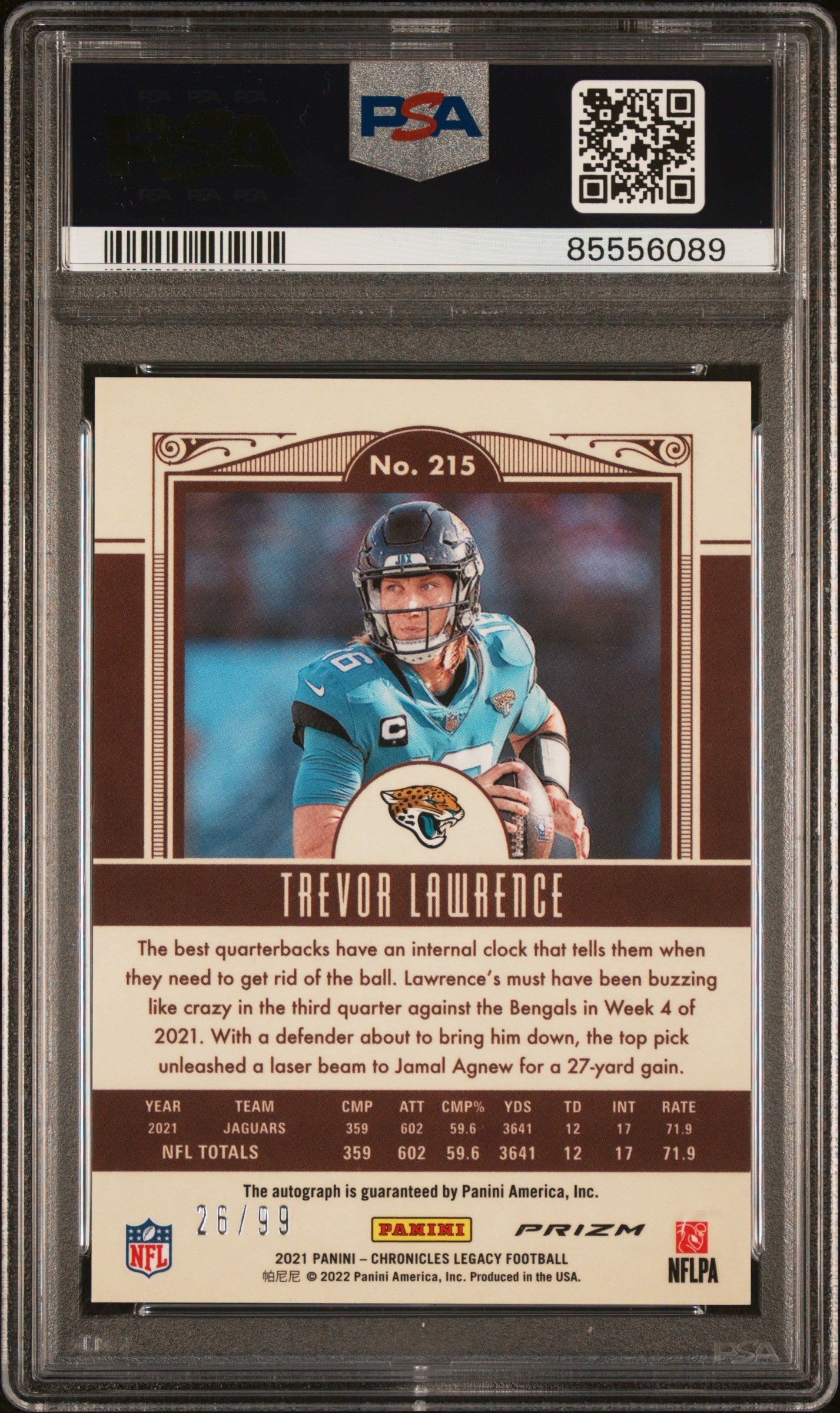 2021 Chronicles Legacy Update Rookie Auto Trevor Lawrence Signature #215 PSA 9 - Graded Sports Cards