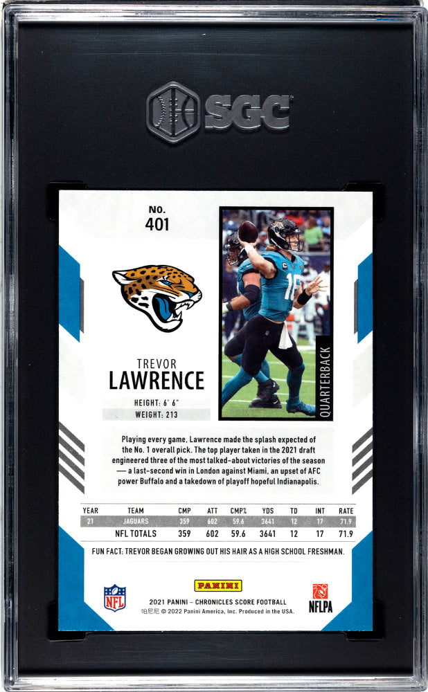 2021 Chronicles Trevor Lawrence Score Chrome Rookie #401 SGC 10 GEM MINT Jaguars - Graded Sports Cards