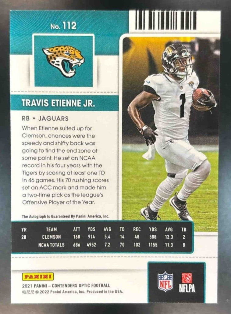 2021 Contenders Optic Travis Etienne Jr. #112 Rookie Ticket RPS Auto RC Jaguars - Sports Cards