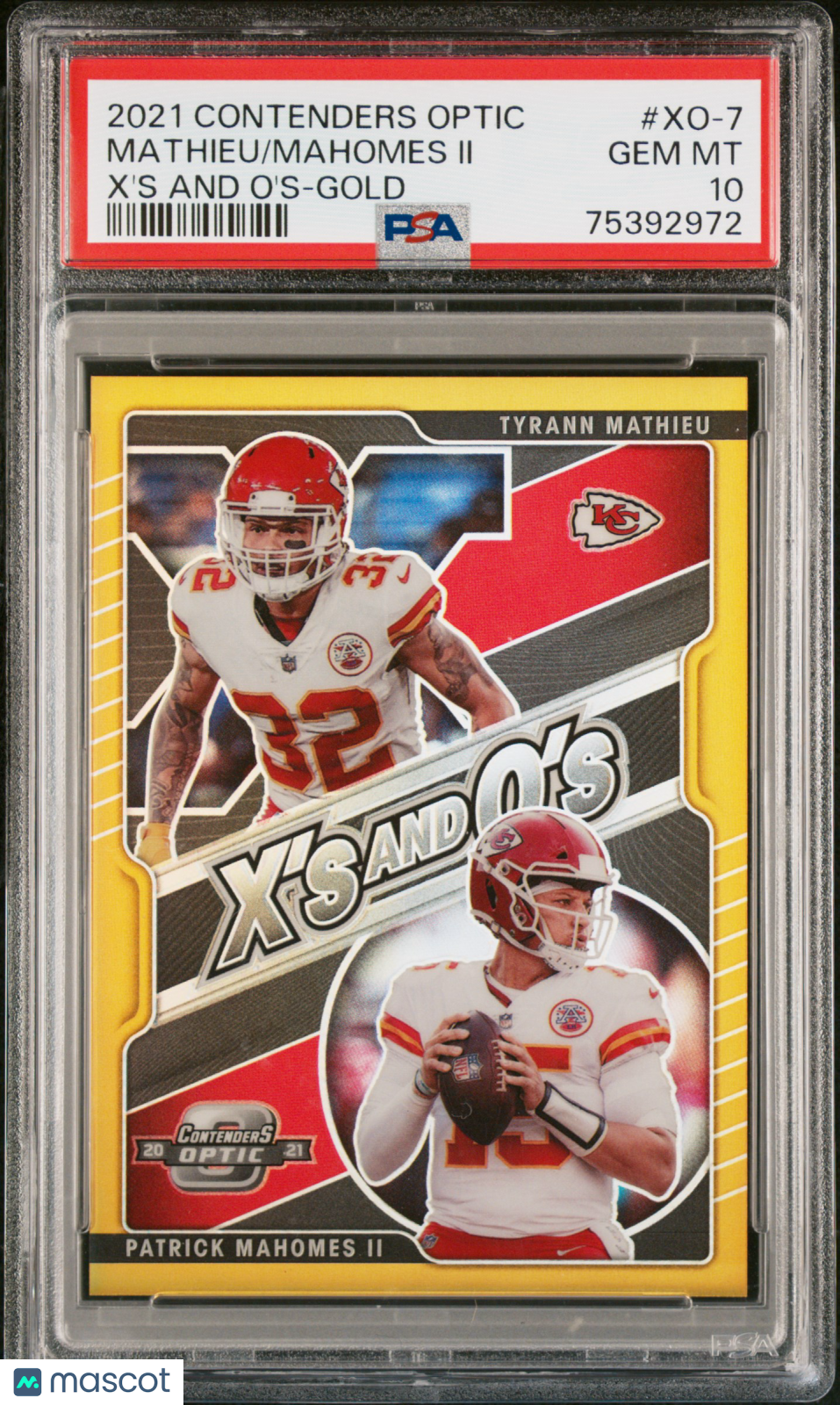 2021 Contenders Optic X’S And O’s Mahomes II Mathieu Gold /10 PSA 10 GEM MINT - Graded Sports Cards