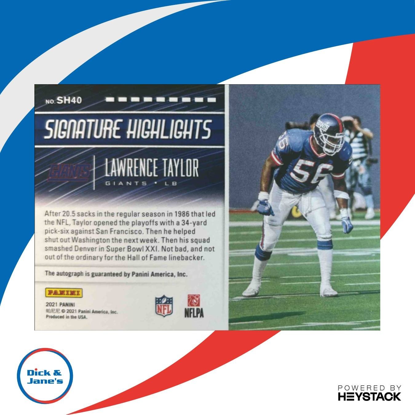 2021 Donruss Lawrence Taylor Signature Highlights #SH40 Auto New York Giants - Sports Cards