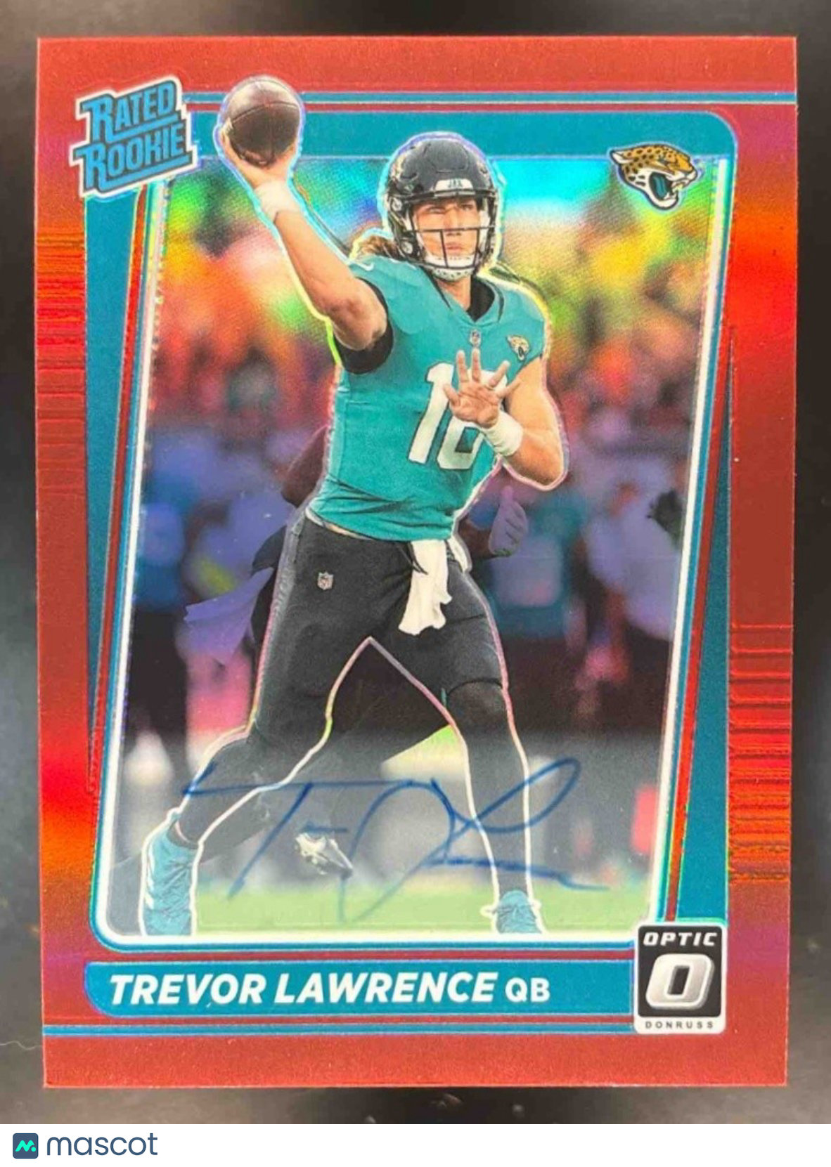 2021 Donruss Optic Trevor Lawrence RPS Auto Red /75 #201 RC Jacksonville Jaguars - Sports Cards
