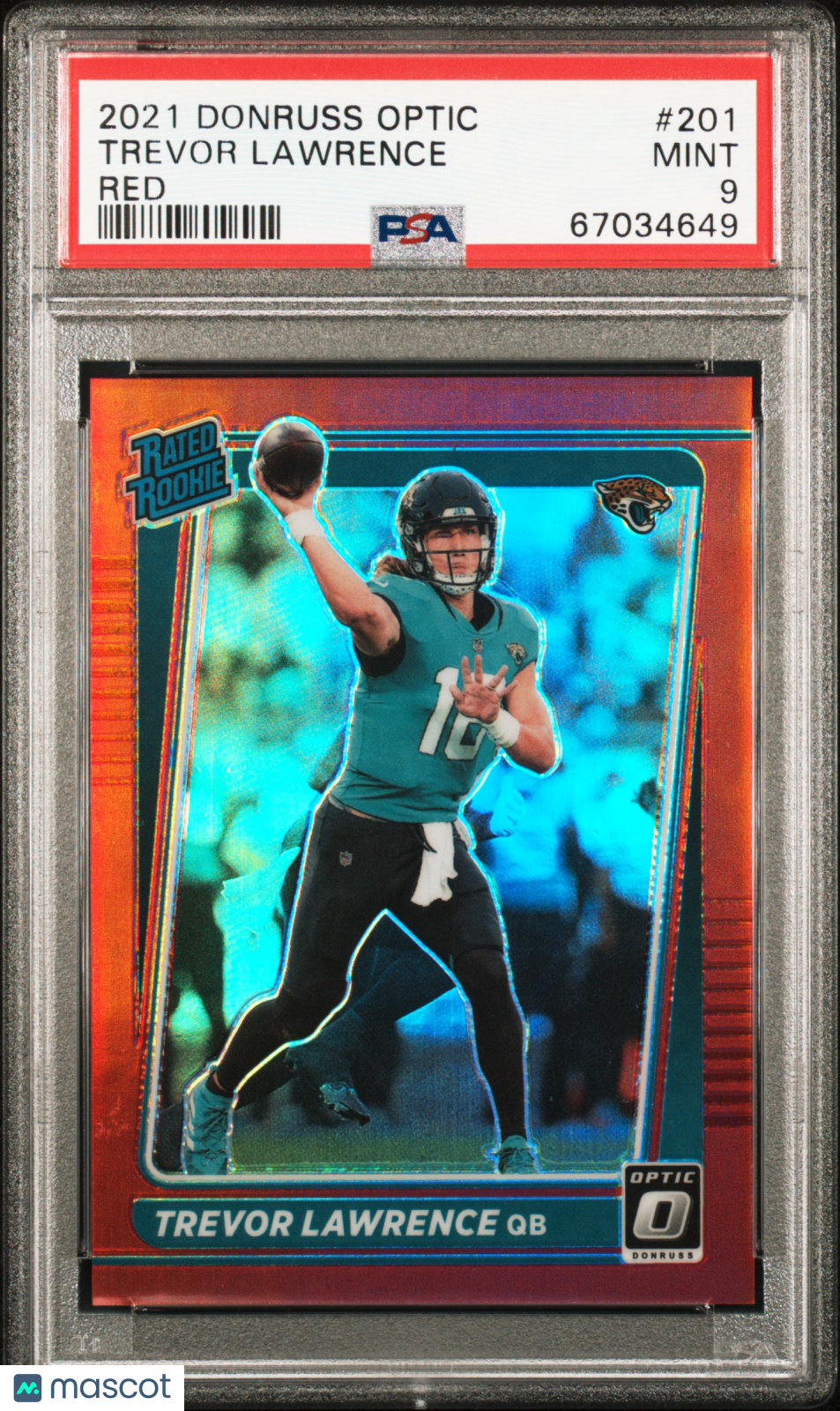 2021 Donruss Optic Trevor Lawrence TRUE Red 02/99 Rookie #201 PSA 9 MINT Jaguars - Graded Sports Cards