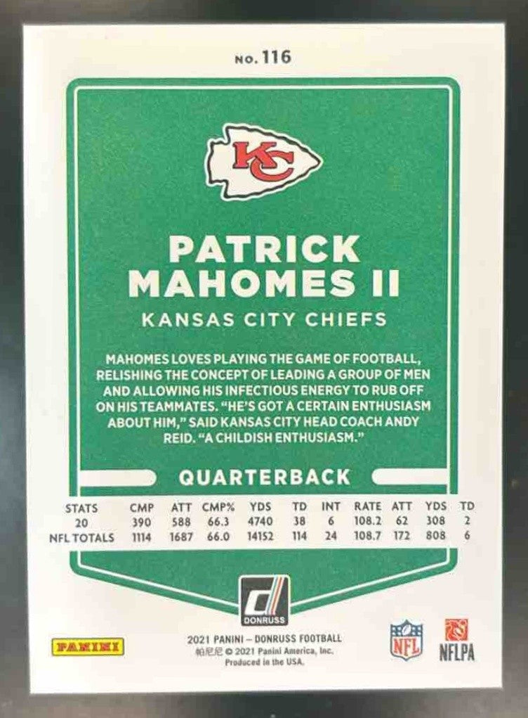 2021 Donruss Patrick Mahomes II Variation Press Proof Premium #116b Chiefs - Sports Cards