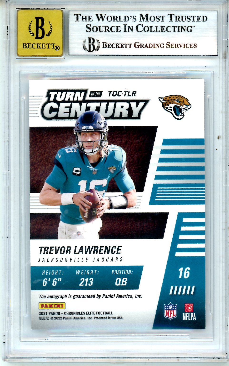 2021 Elite Turn of the Century Trevor Lawrence Red Autographs/75 BGS 9 AU 10 GEM - Graded Sports Cards