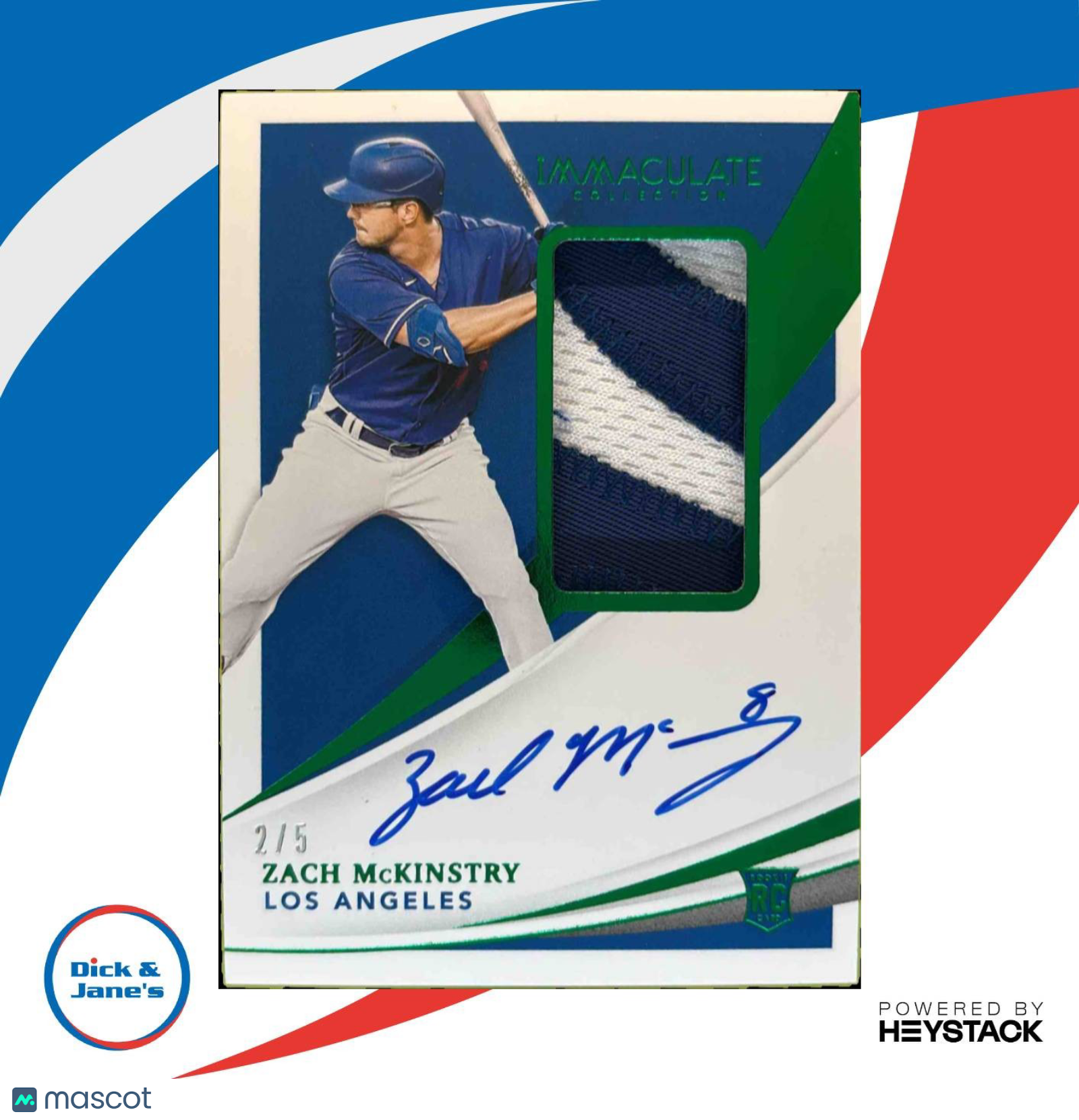 2021 Immaculate Collection Zach McKinstry Green /5 #149 MEM Auto RC Dodgers - Sports Cards