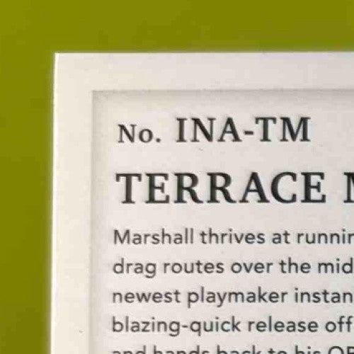 2021 Immaculate Terrace Marshall Numbers Rookie Patch Auto Premium Edition 8/18 Sports Cards