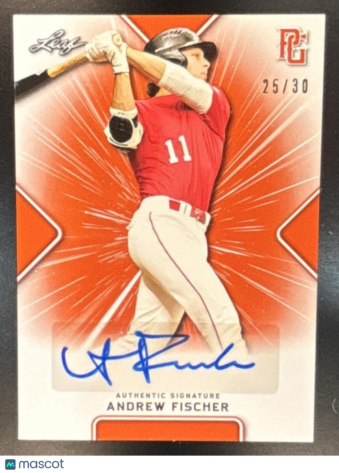 2021 Leaf Perfect Game National Showcase Andrew Fischer Auto Orange /30 #BA-AF1 - Sports Cards