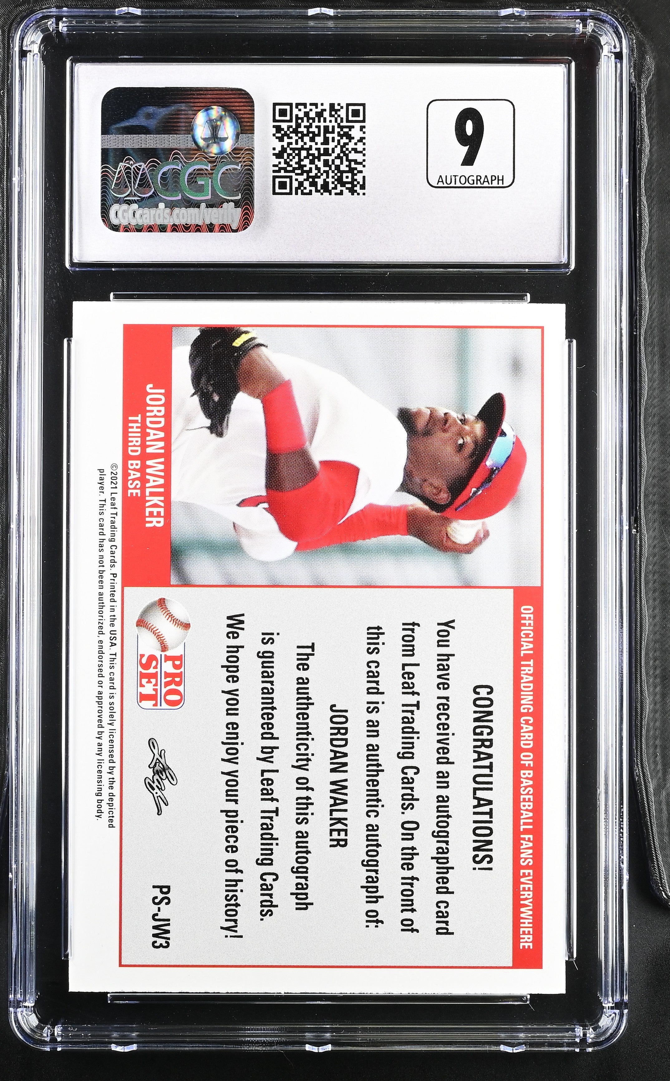 2021 Leaf Pro Set Jordan Walker Autographs #PS-JW3 CGC 9 - Graded Sports Cards