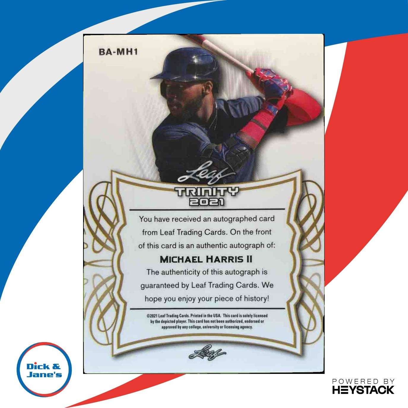 2021 Leaf Trinity Michael Harris II Green /75 #BA-MH1 Auto - Sports Cards