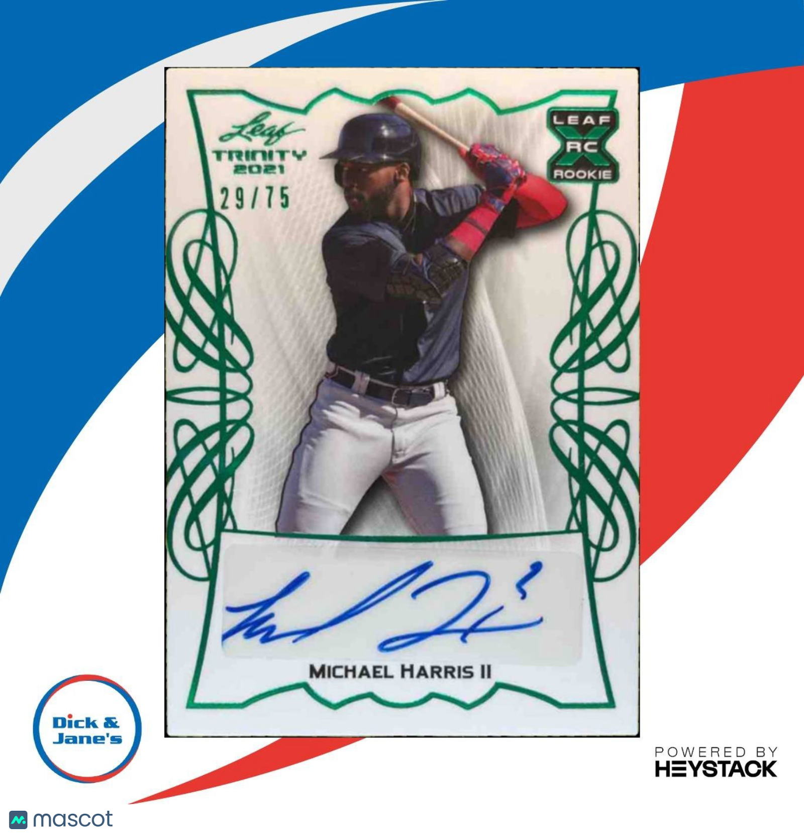 2021 Leaf Trinity Michael Harris II Green /75 #BA-MH1 Auto - Sports Cards