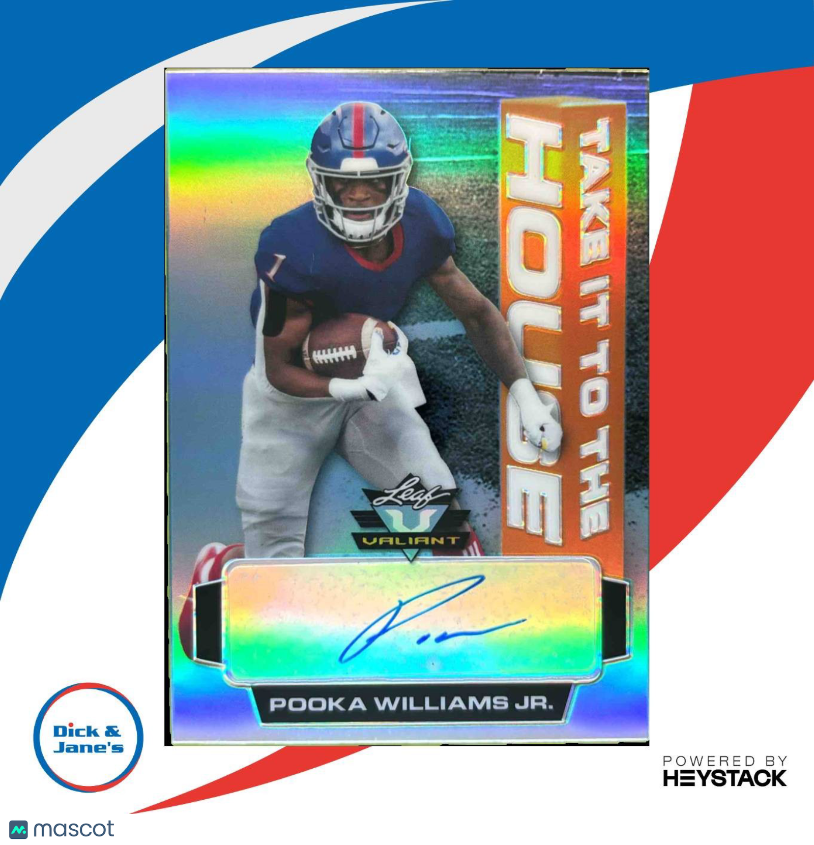 2021 Leaf Valiant Pooka Williams Take It To The House Platinum Blue /20 RC Auto - Sports Cards