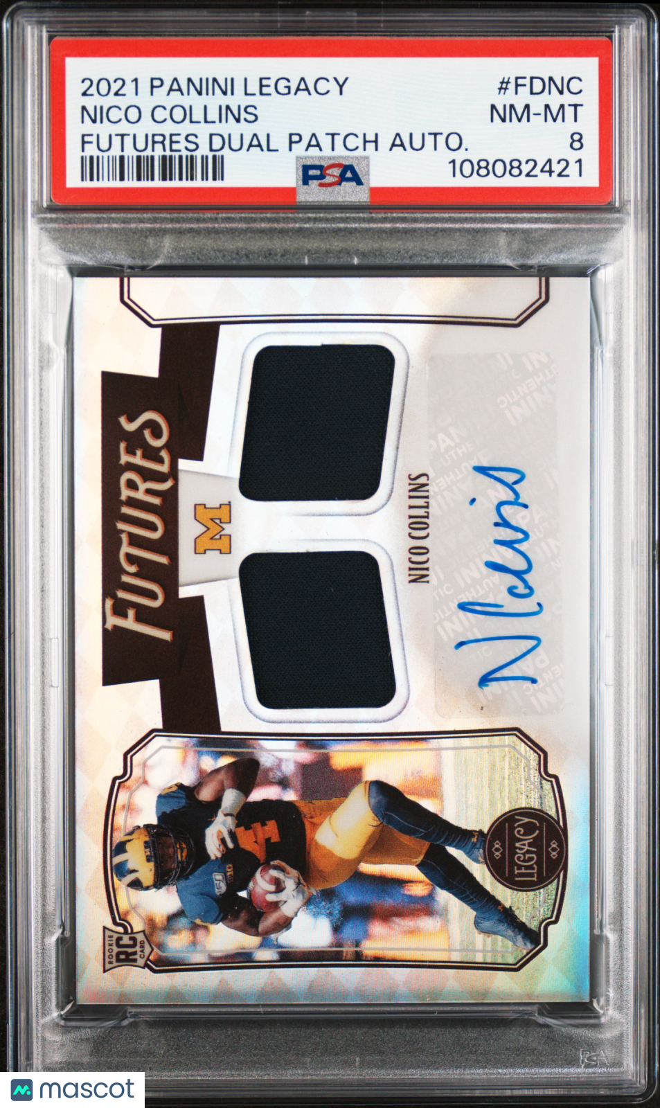 2021 Legacy Futures Dual Patch Autographs Nico Collins Autograph /299 PSA 8 - Graded Sports Cards