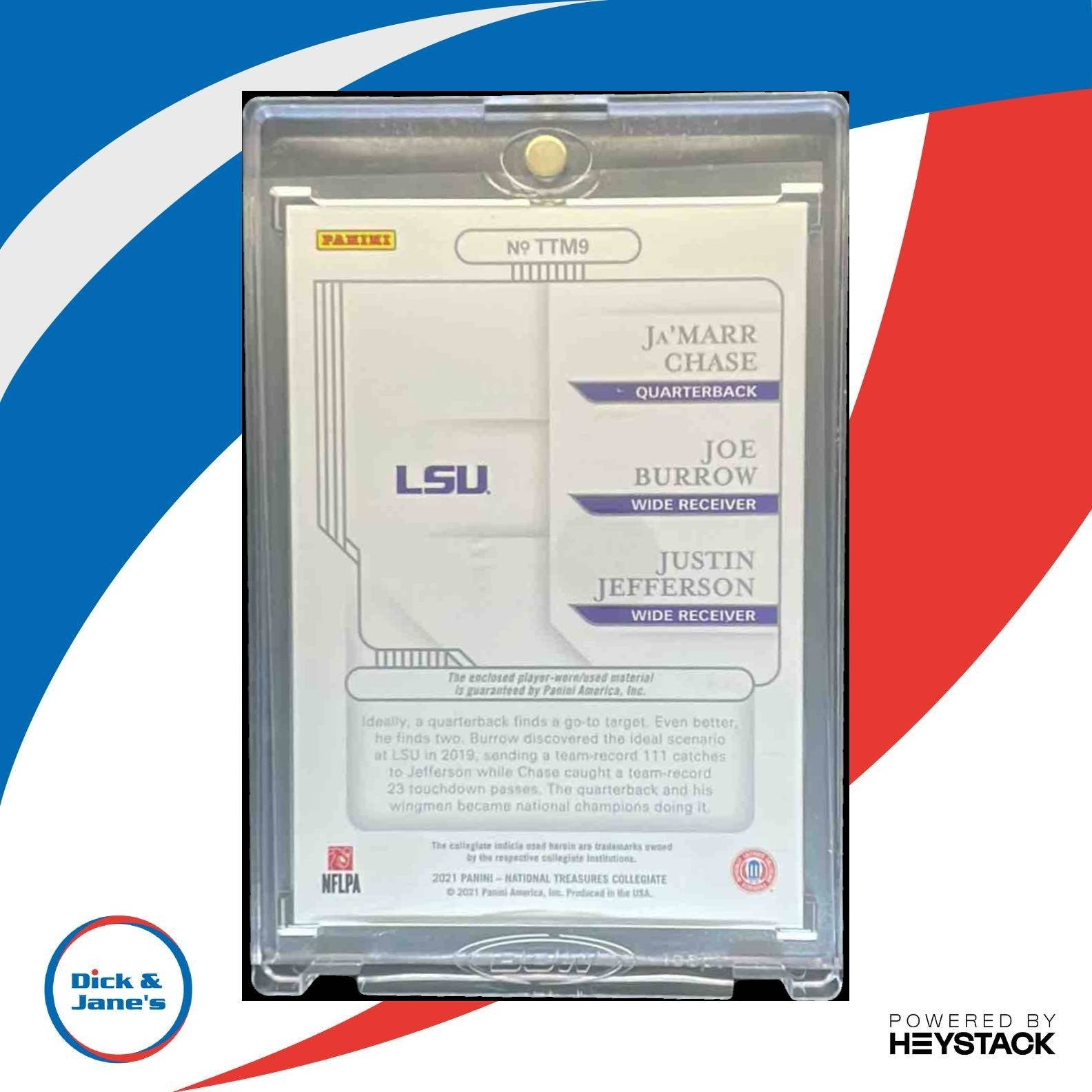 2021 National Treasures Collegiate Chase Justin Jefferson Burrow Trio Emerald /5 - Sports Cards