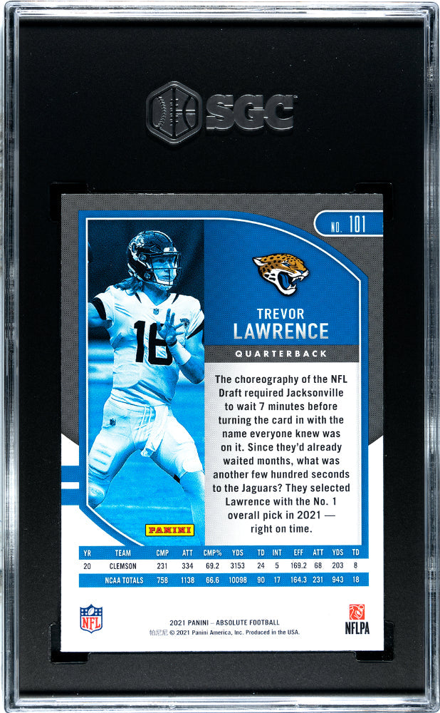 2021 Panini Absolute Trevor Lawrence Retail Rookie SGC 10 GEM MINT RC Jaguars - Graded Sports Cards