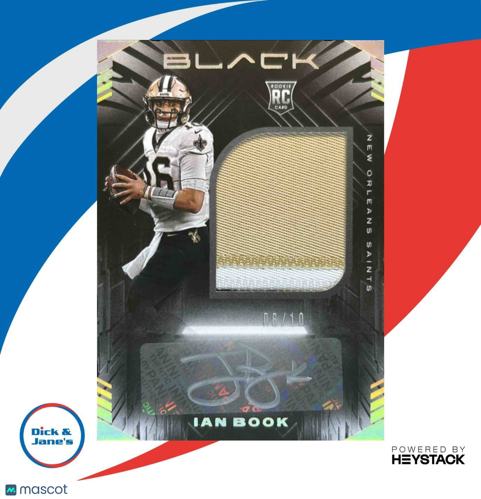 2021 Panini Black Ian Book Gold 1/10 PATCH #219 RC Auto New Orleans Saints - Sports Cards