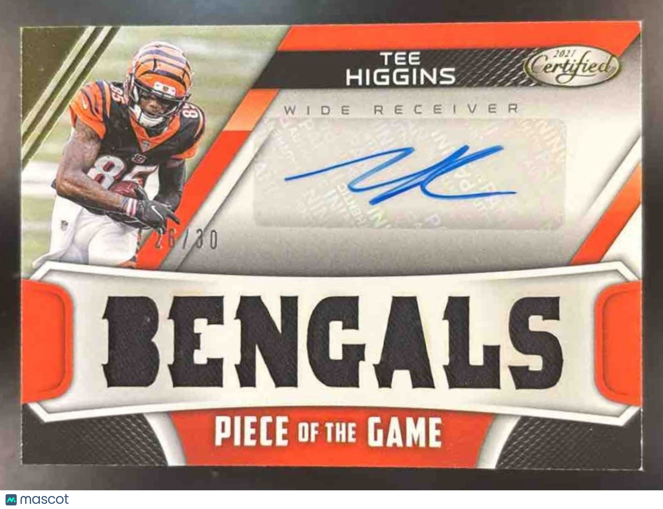 2021 Panini Certified Tee Higgins Piece of the Game Auto /30 MEM Auto Bengals - Sports Cards