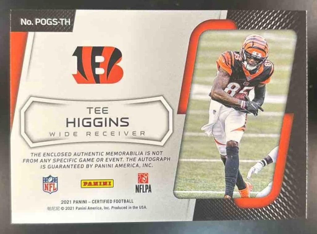 2021 Panini Certified Tee Higgins Piece of the Game Auto /30 MEM Auto Bengals - Sports Cards