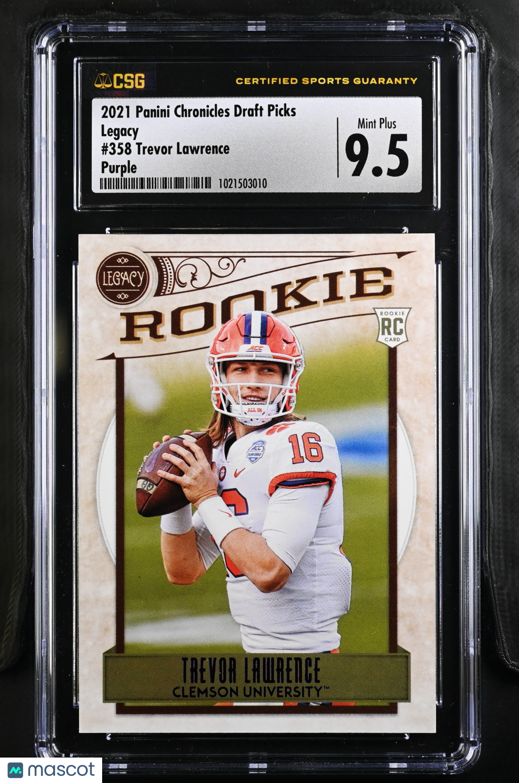2021 Panini Chronicles Draft Trevor Lawrence Purple 23/49 Rookie Legacy CGC 9.5 - Graded Sports Cards