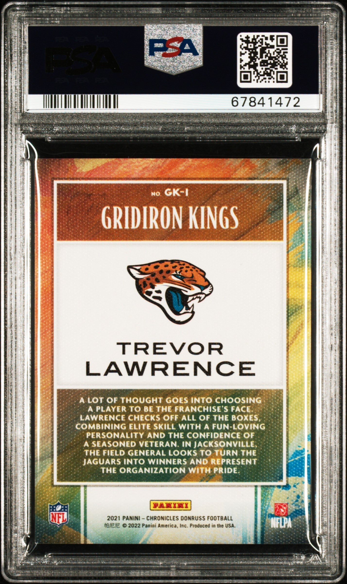 2021 Panini Chronicles Gridiron Kings Trevor Lawrence Purple 11/49 PSA 9 - Graded Sports Cards