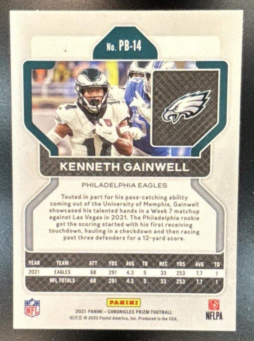 2021 Panini Chronicles Kenneth Gainwell Prizm Black RC Philadelphia Eagles - Sports Cards
