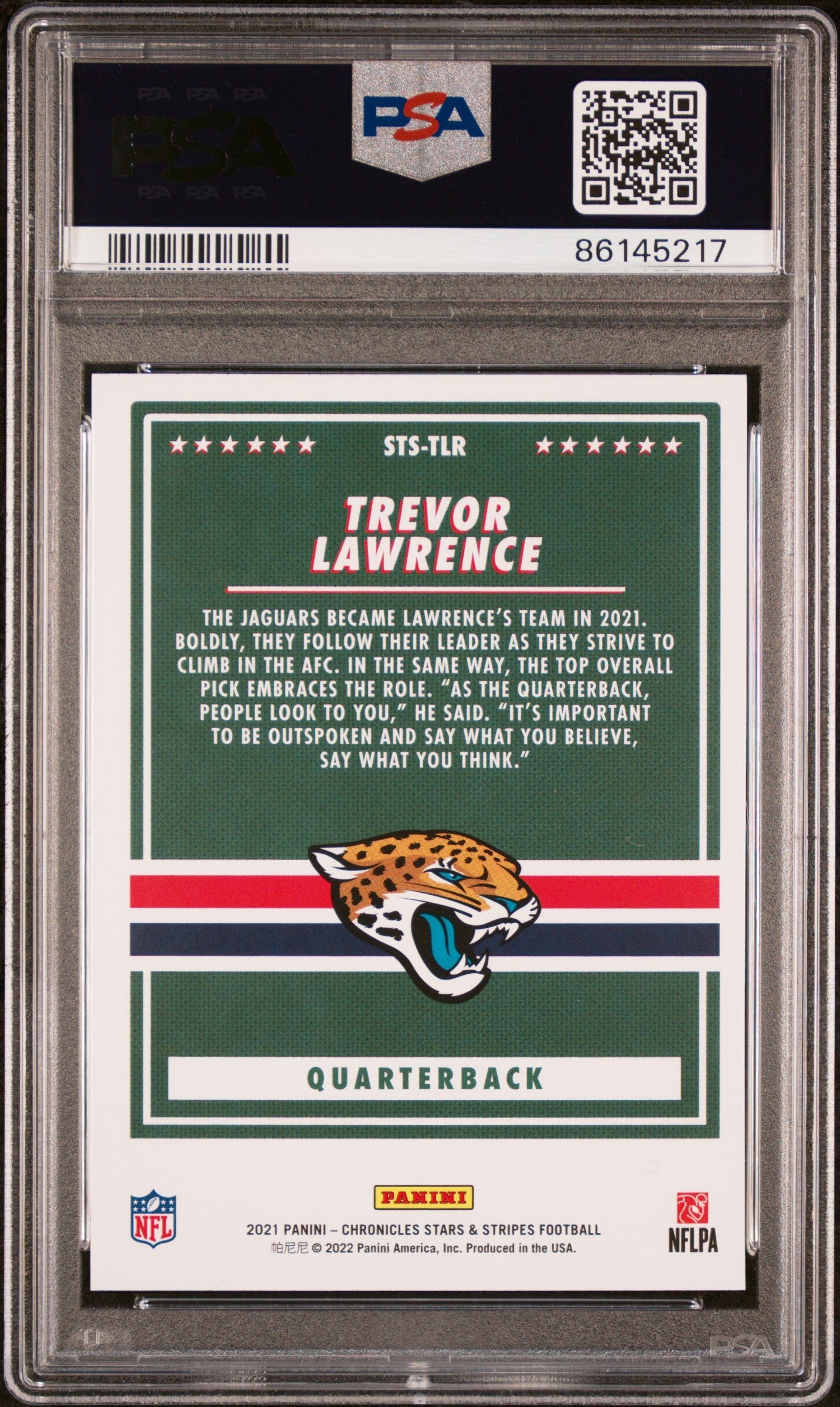 2021 Panini Chronicles Stars & Stripes Trevor Lawrence #STSTLR PSA 8 Jacksonville Jaguars - Graded Sports Cards