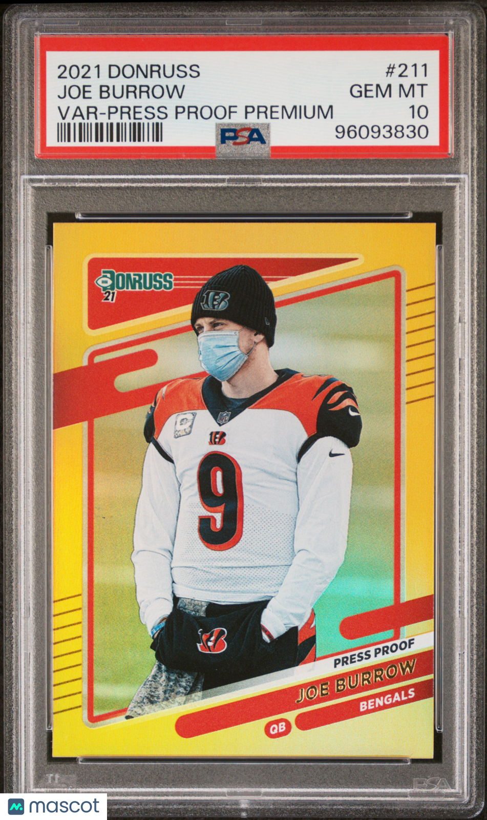 2021 Panini Donruss Joe Burrow Var Press Proof Premium #211 PSA 10 - Graded Sports Cards