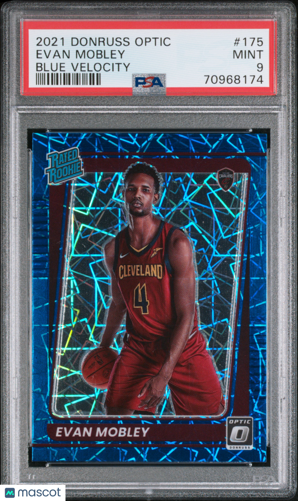 2021 Panini Donruss Optic Evan Mobley Blue Velocity Rated Rookie #175 PSA 9 - Graded Sports Cards
