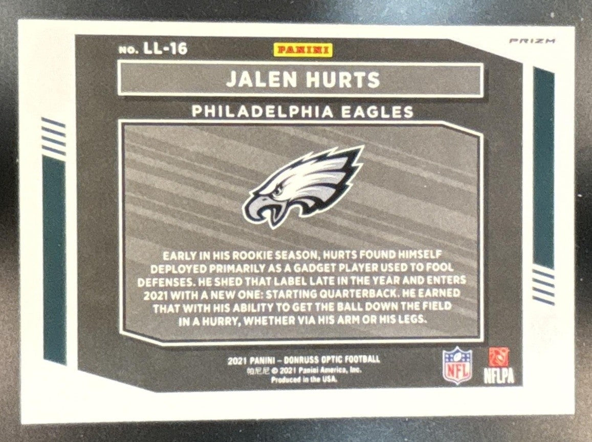 2021 Panini Donruss Optic Jalen Hurts Legendary Logos #LL-16 Philadelphia Eagles - Sports Cards