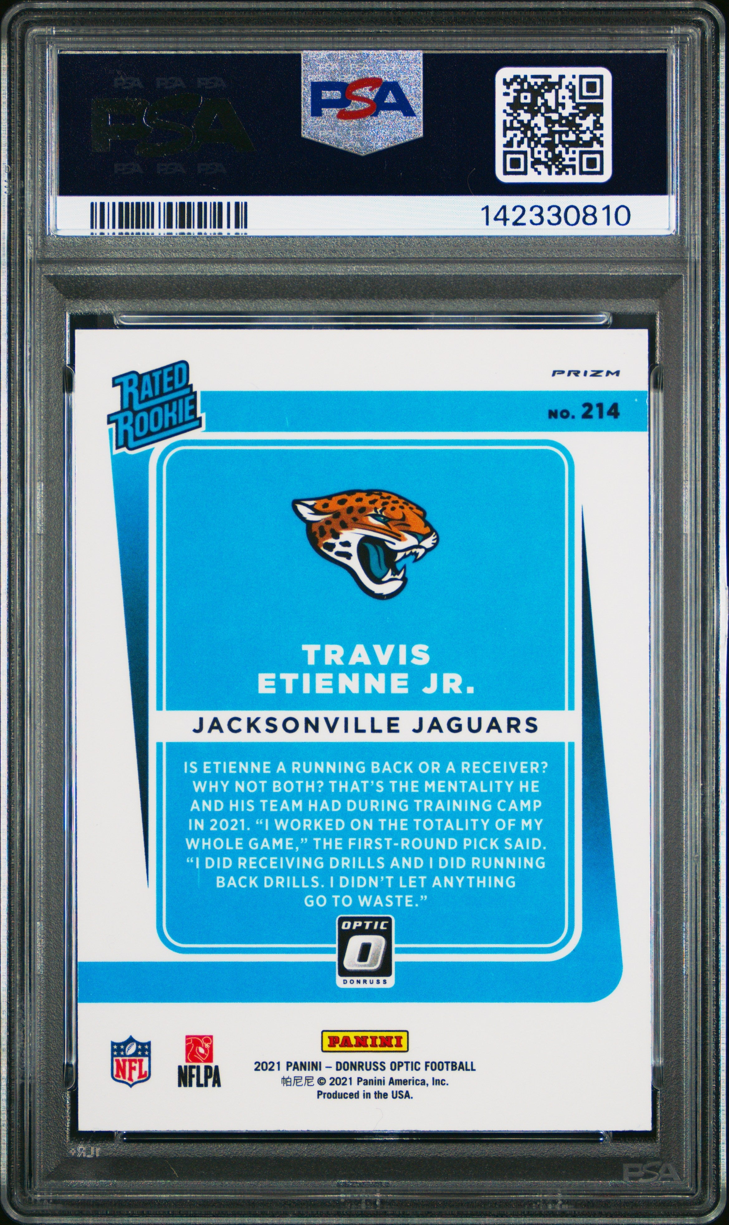 2021 Panini Donruss Optic Travis Etienne JR Purple Shock Rookie PSA 10 GEM MINT - Graded Sports Cards