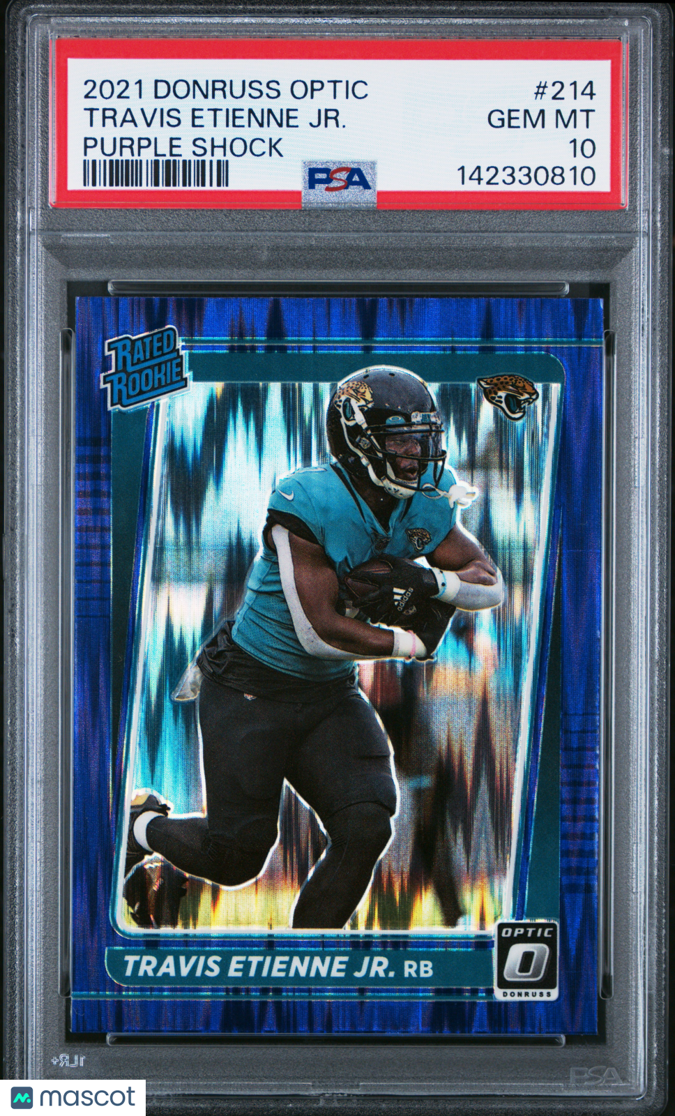 2021 Panini Donruss Optic Travis Etienne JR Purple Shock Rookie PSA 10 GEM MINT - Graded Sports Cards