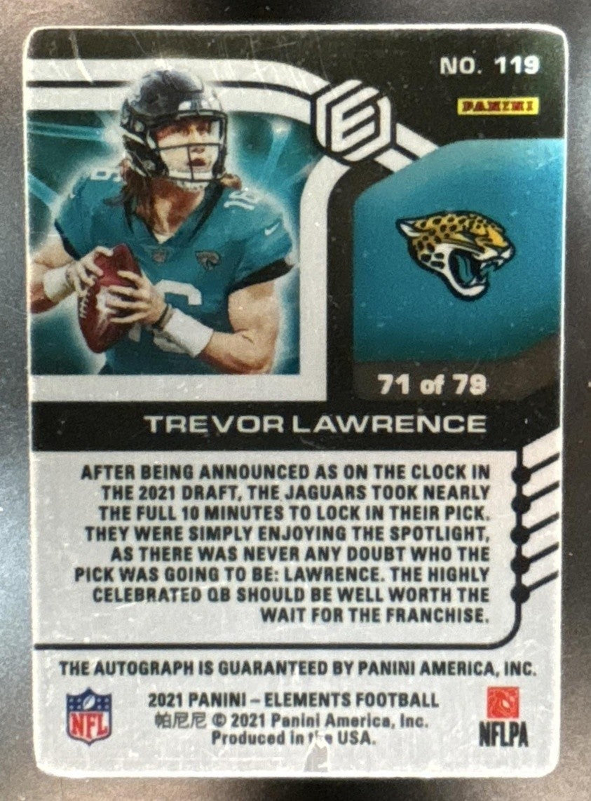 2021 Panini Elements Trevor Lawrence RPS Steel Signatures Gold /79 #119 Auto RC - Sports Cards