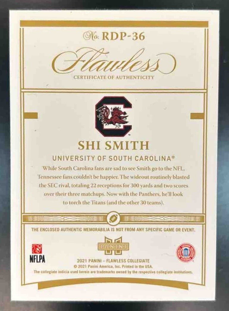 2021 Panini Flawless Collegiate Shi Smith Dual Patch Ruby /15 MEM RC Gamecocks - Sports Cards