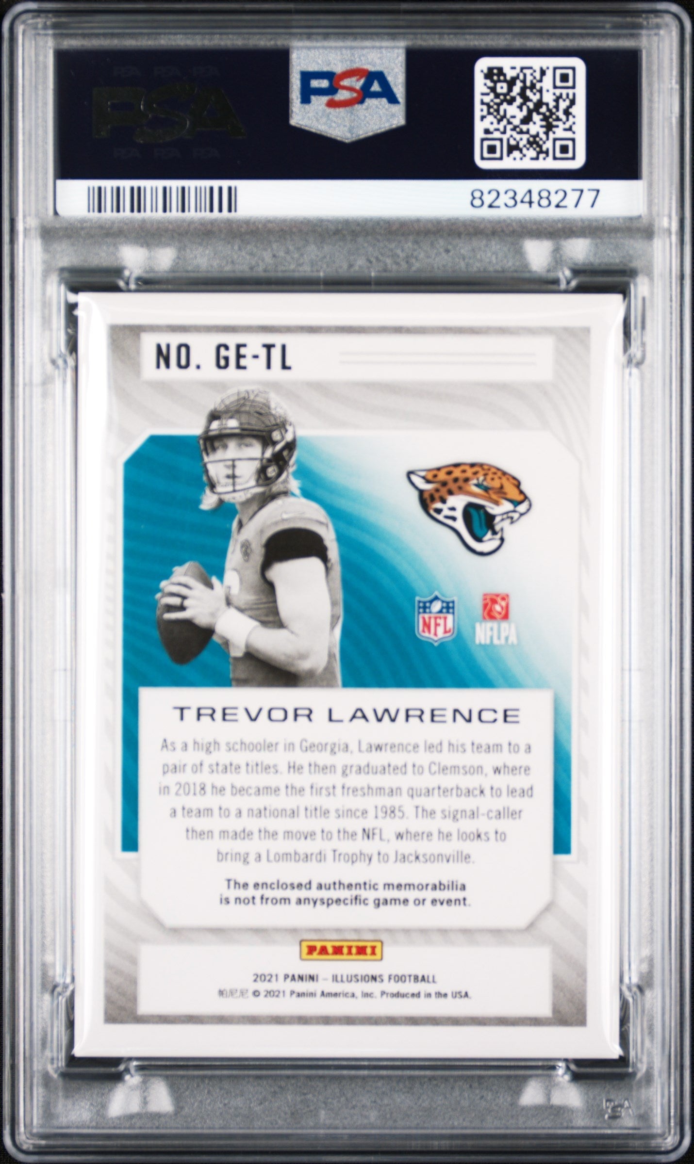 2021 Panini Illusions Great Expectations Relics Trevor Lawrence PSA 8 Rookie - Graded Sports Cards
