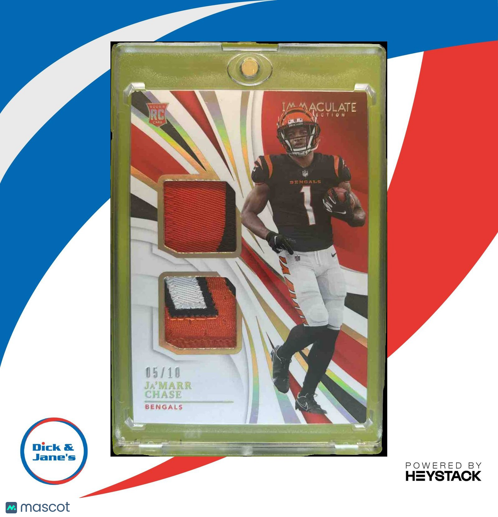 2021 Panini Immaculate Ja’Marr Chase Dual Jerseys Gold /10 RC (See Image Corners) - Sports Cards