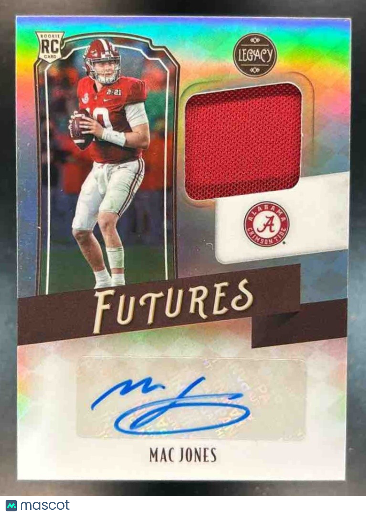 2021 Panini Legacy Mac Jones Futures Patch Auto Silver /150 RC Crimson Tide - Sports Cards