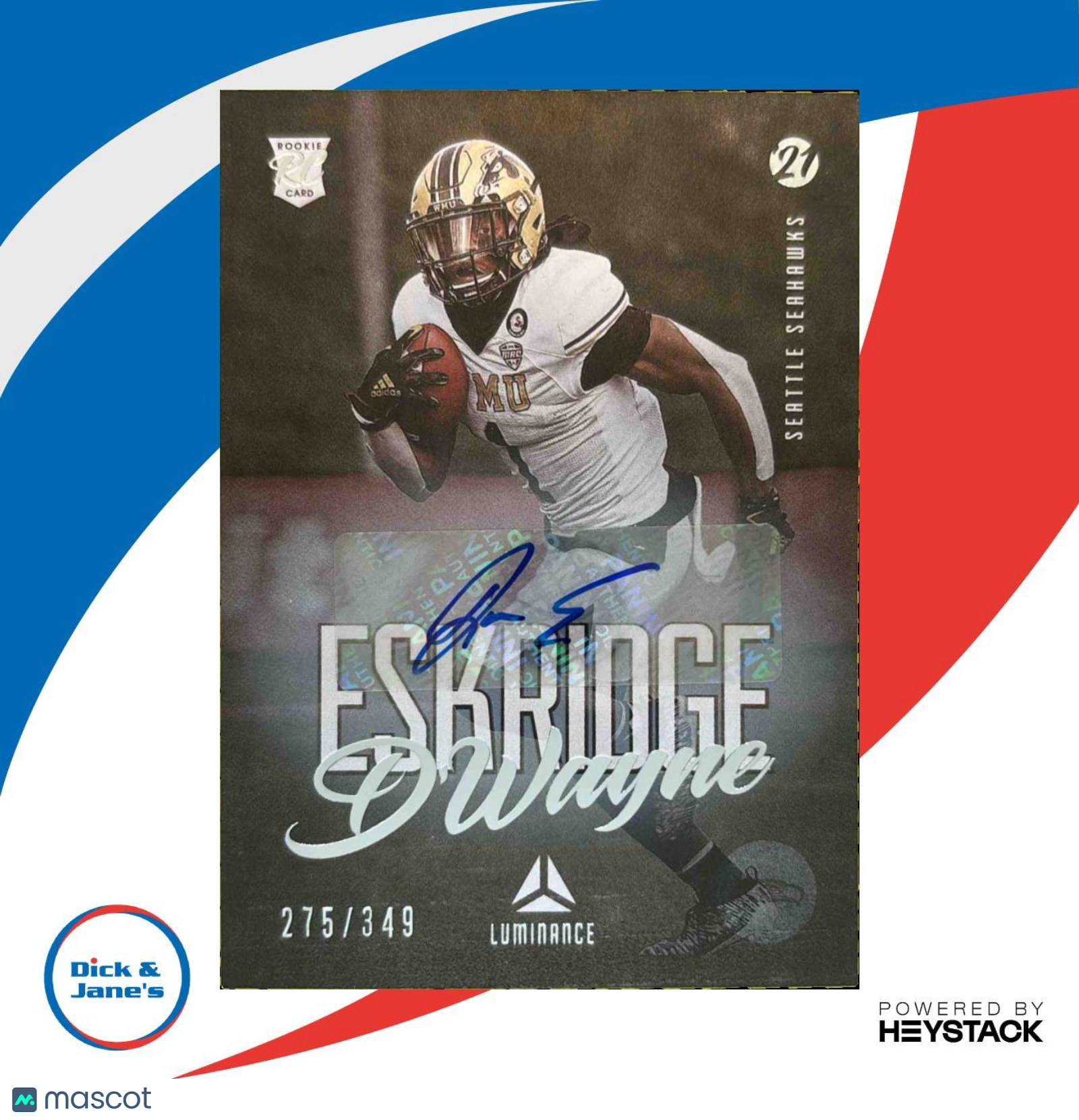 2021 Panini Luminance D Wayne Eskridge Auto 275/349 #185 RC Seattle Seahawks - Sports Cards