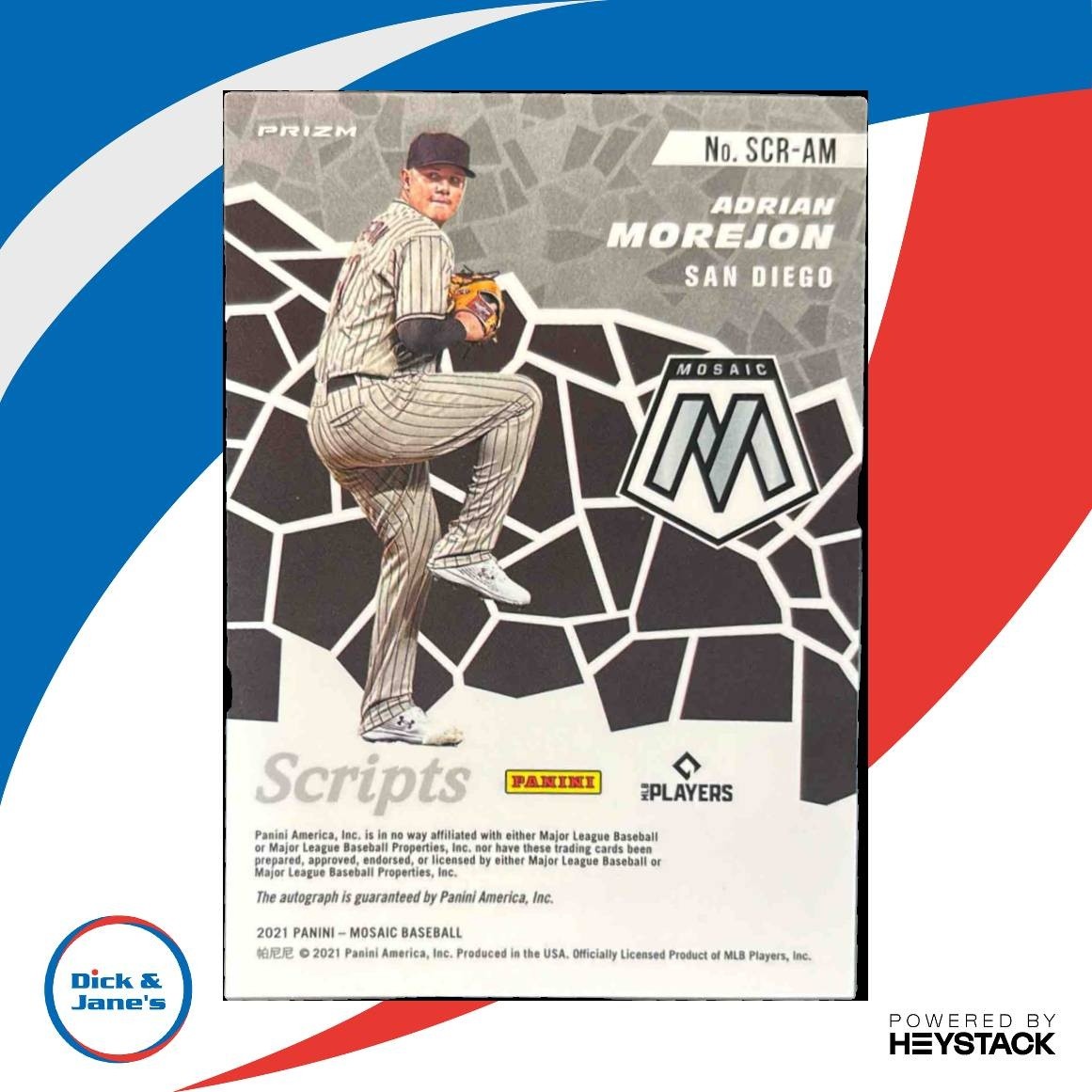 2021 Panini Mosaic Adrian Morejon Scripts #SCR-AM Auto San Diego Padres - Sports Cards