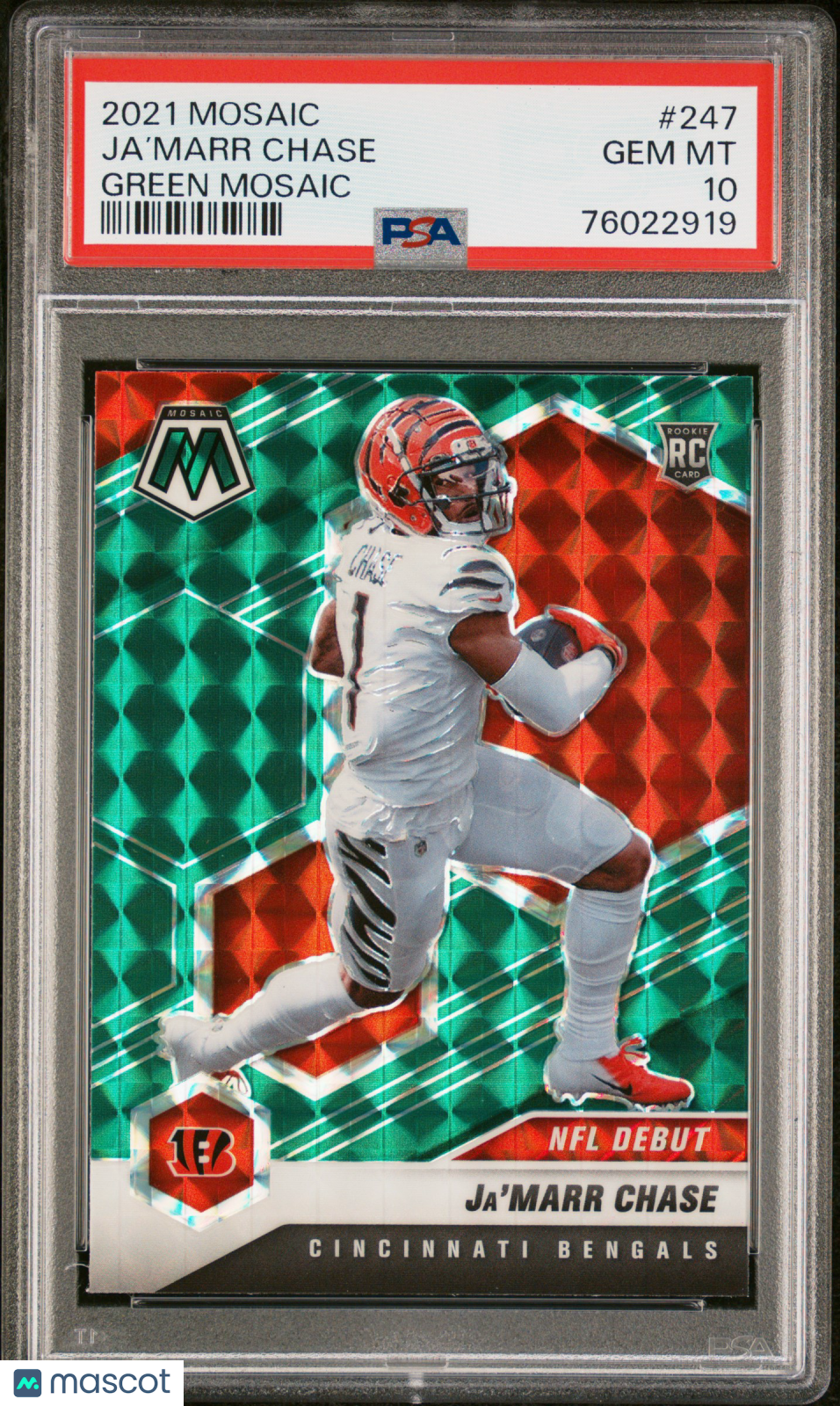 2021 Panini Mosaic Ja’Marr Chase Green Rookie #247 PSA 10 GEM MINT Bengals - Graded Sports Cards