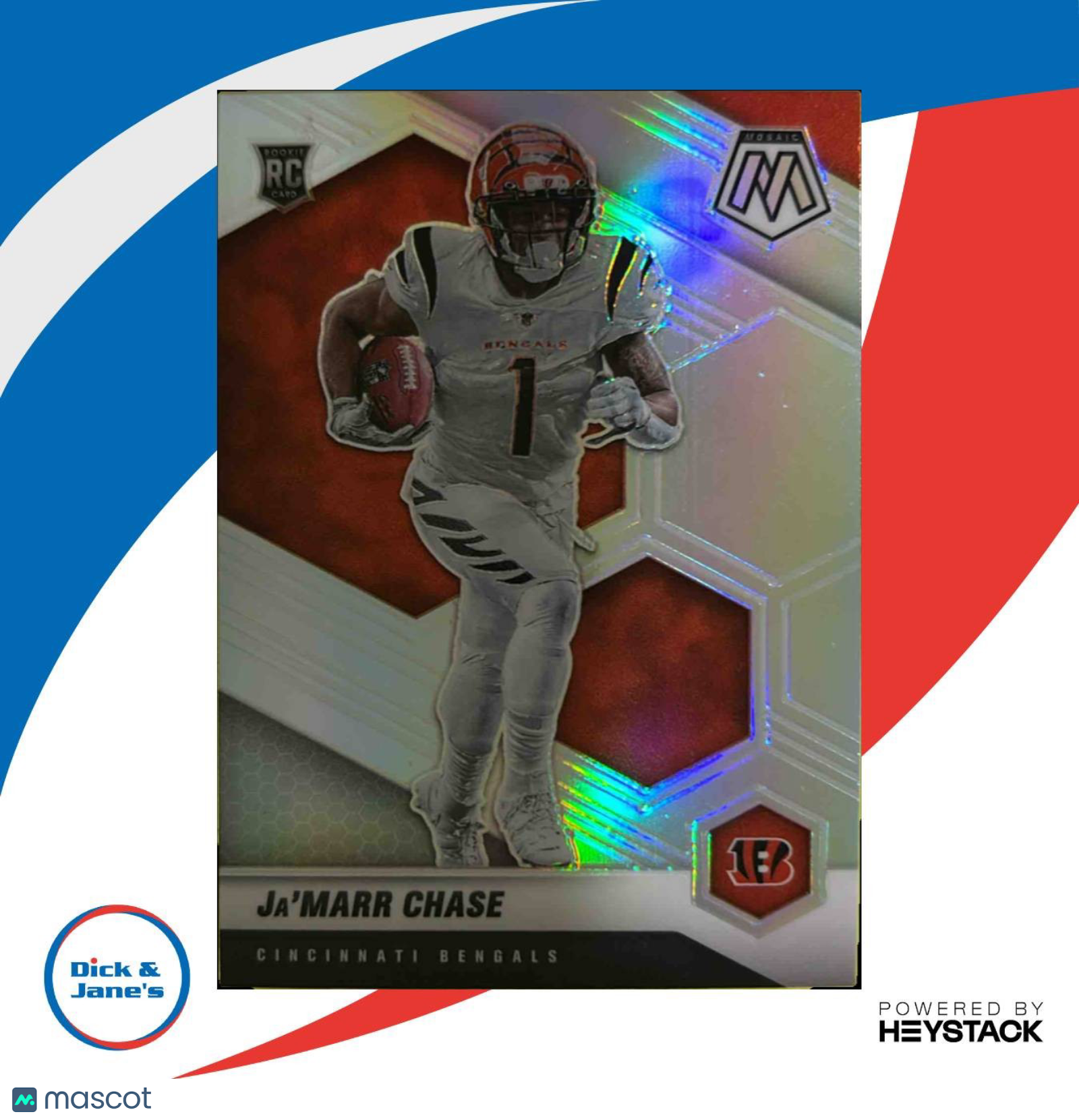 2021 Panini Mosaic Ja’Marr Chase Prizm Silver Holo #307 RC Cincinnati Bengals - Sports Cards