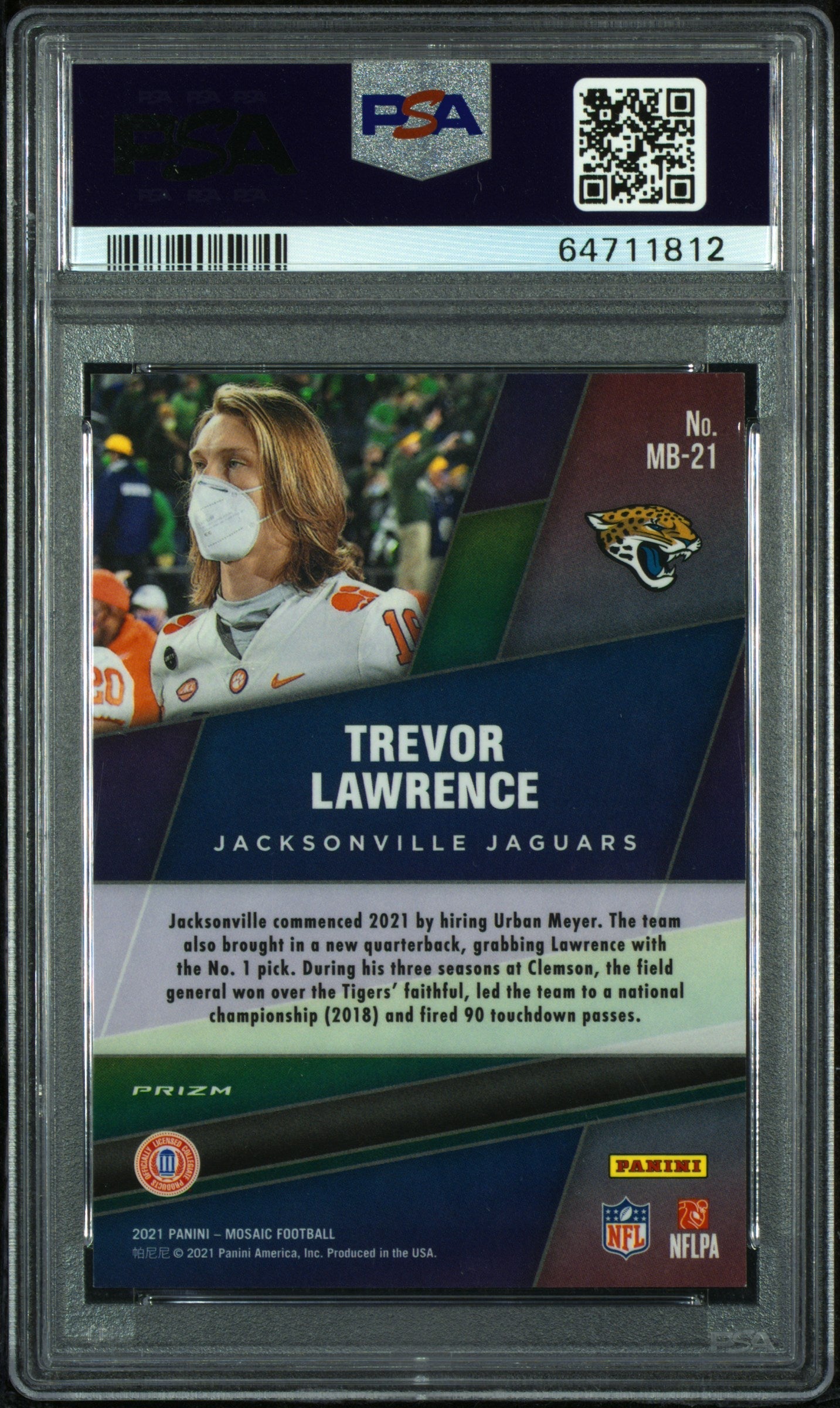2021 Panini Mosaic Masquerade Ballers Trevor Lawrence MB21 PSA 9 MINT Jaguars RC - Graded Sports Cards