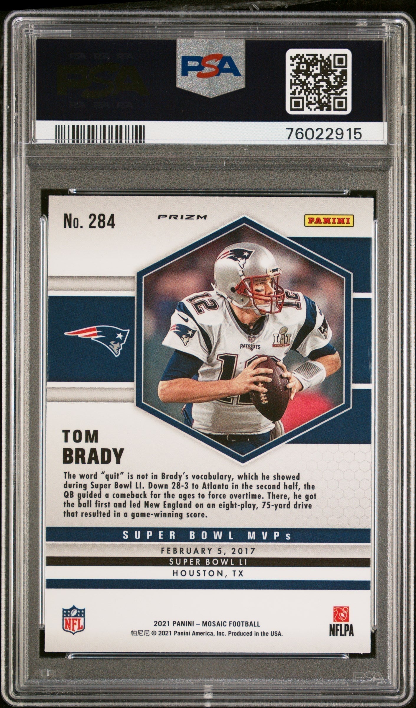 2021 Panini Mosaic Tom Brady #284 PSA 10 GEM MINT New England Patriots - Graded Sports Cards