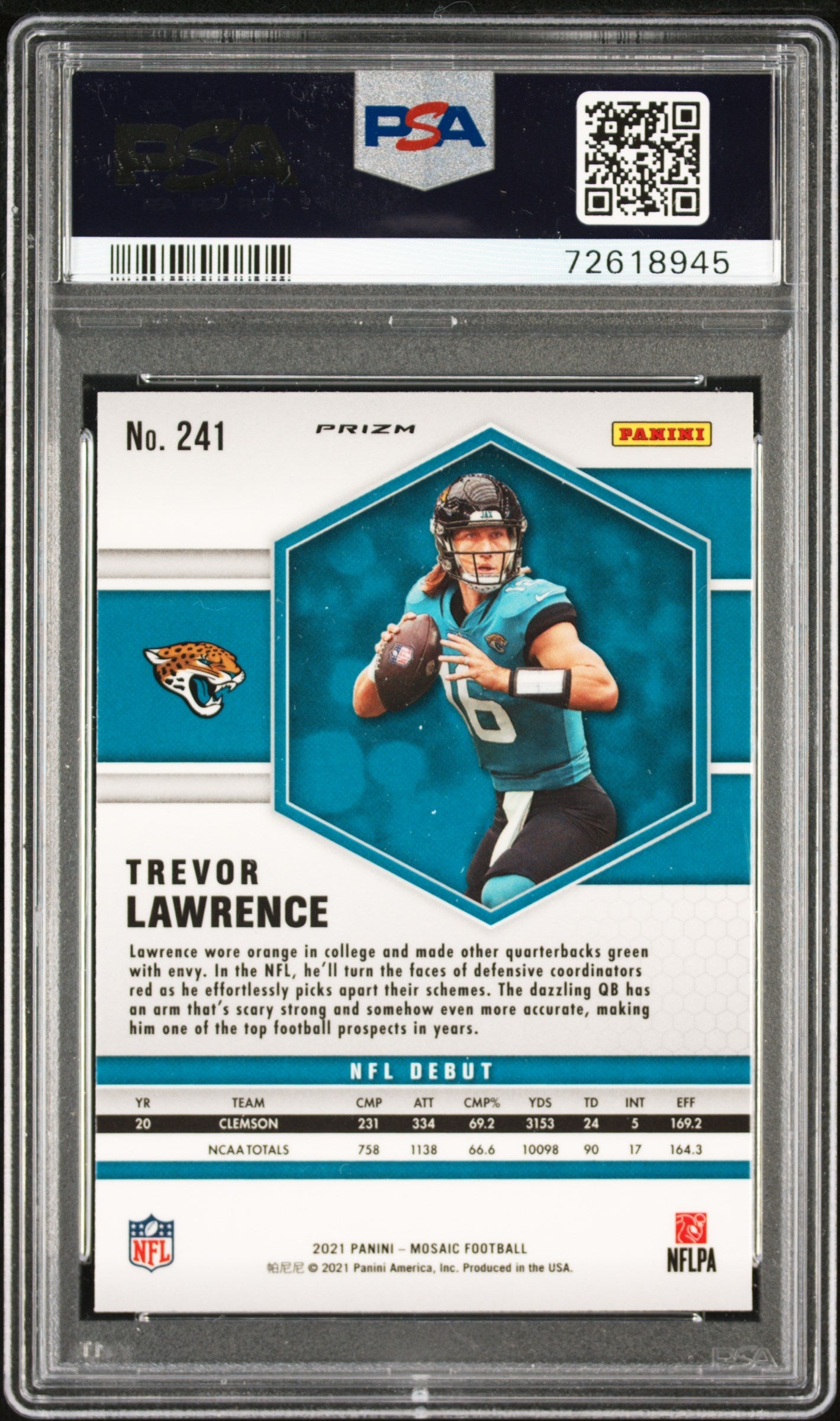 2021 Panini Mosaic Trevor Lawrence #241 PSA 10 - Graded Sports Cards