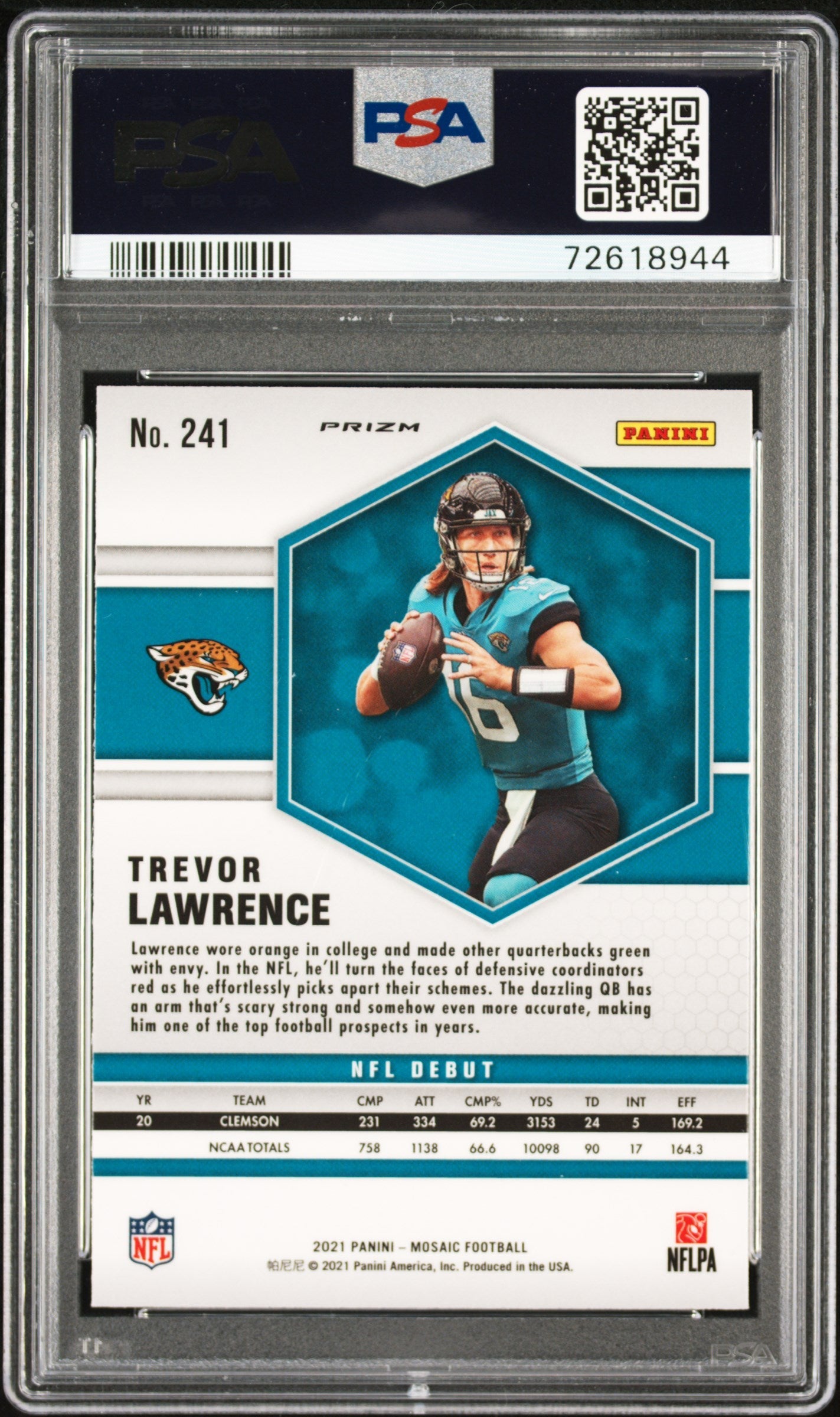 2021 Panini Mosaic Trevor Lawrence Camo Pink #241 PSA 10 - Graded Sports Cards