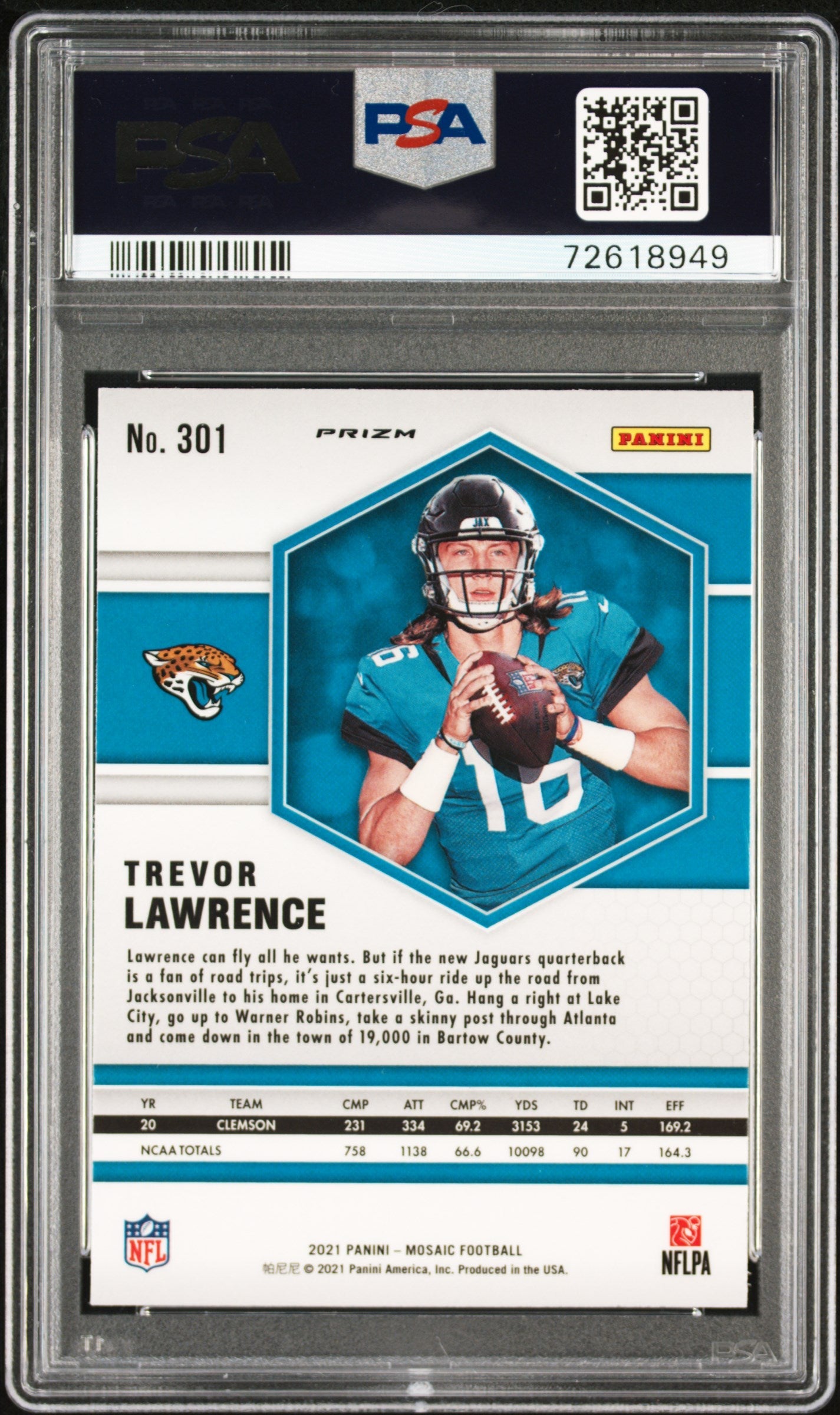 2021 Panini Mosaic Trevor Lawrence Camo Pink #301 PSA 9 - Graded Sports Cards