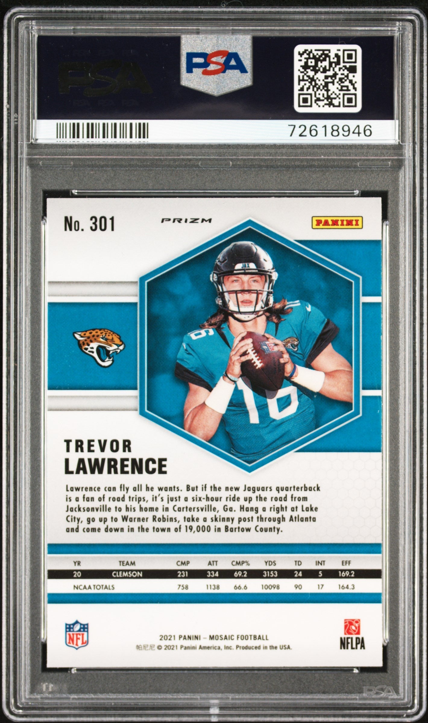 2021 Panini Mosaic Trevor Lawrence Green #301 PSA 10 - Graded Sports Cards