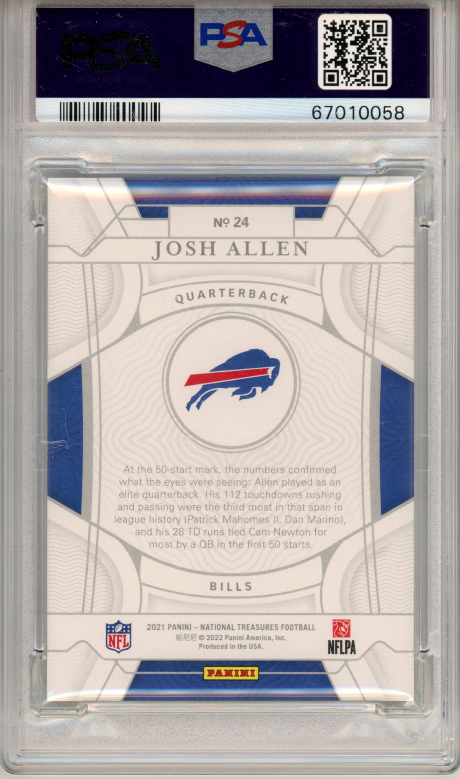 2021 Panini National Treasures Josh Allen Stars & Stripes #24 PSA 10 - Graded Sports Cards