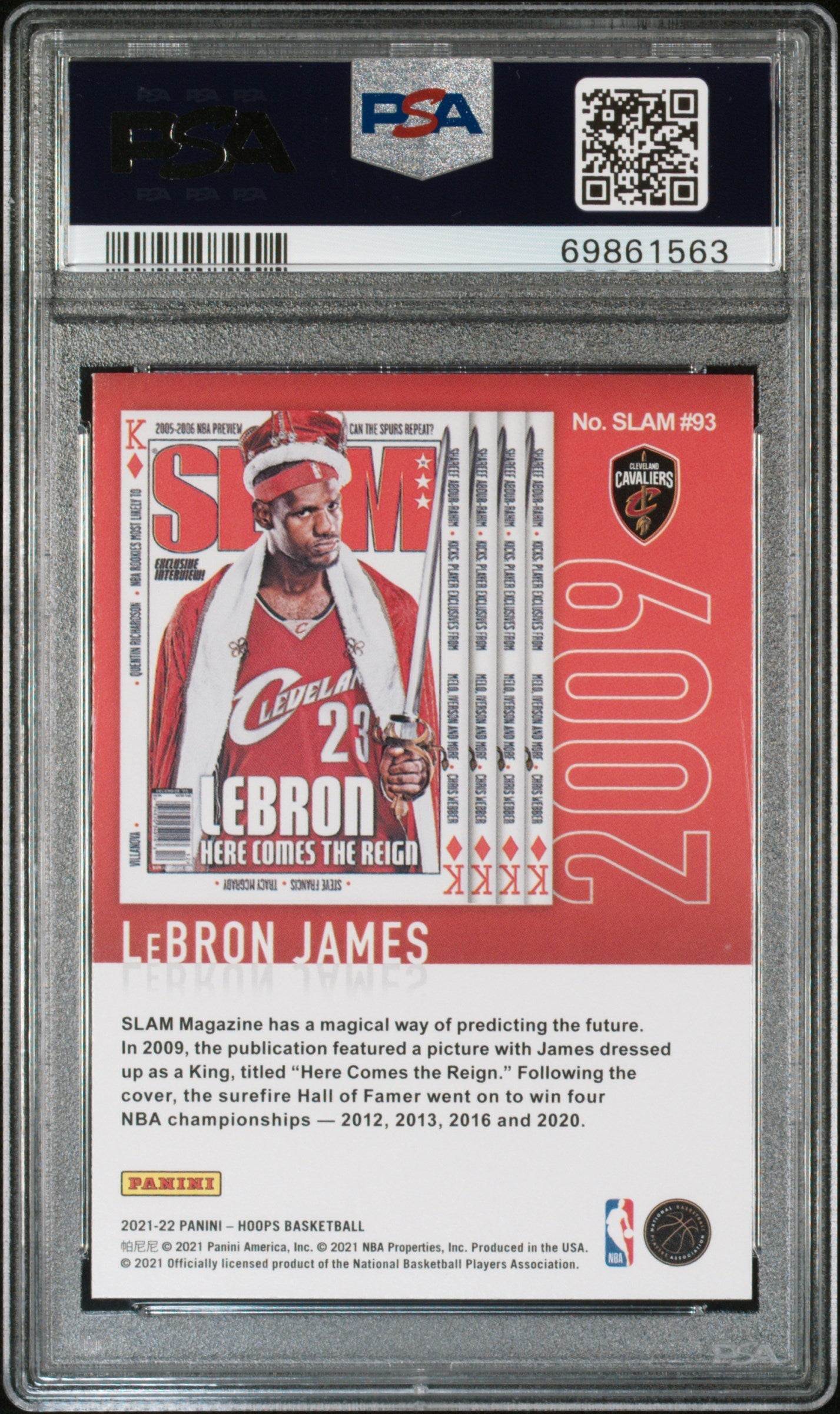 2021 Panini NBA Hoops Slam LeBron James Holo #93 PSA 9 MINT Cleveland Cavaliers - Graded Sports Cards