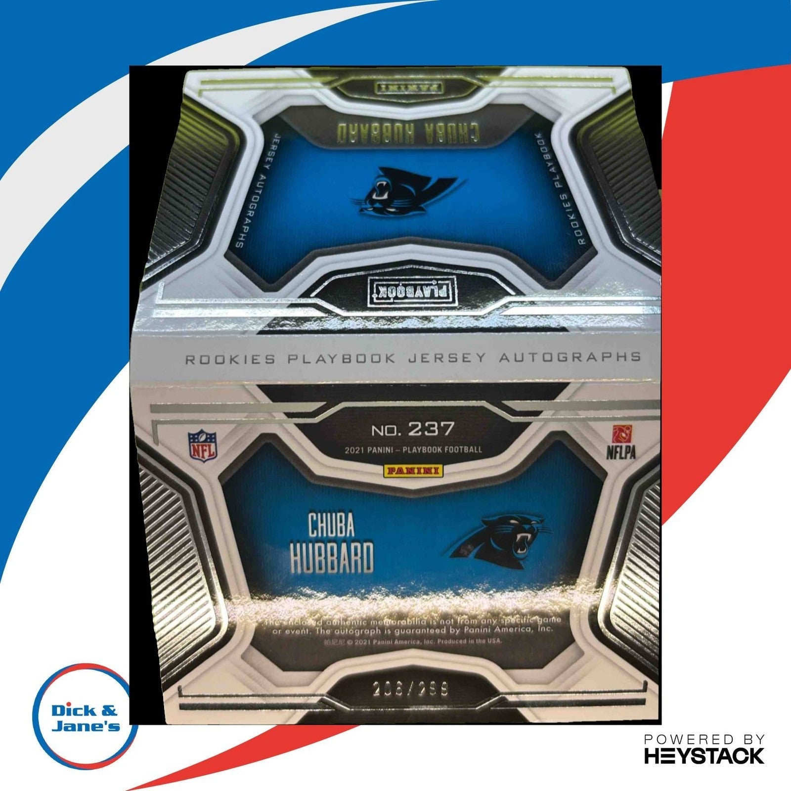 2021 Panini Playbook Chuba Hubbard /299 #237 RC Auto Carolina Panthers - Sports Cards