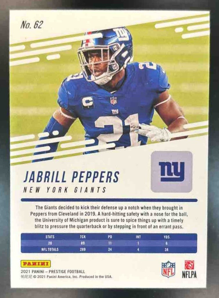2021 Panini Prestige Jabrill Peppers Xtra Points /25 #62 New York Giants - Sports Cards